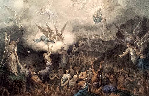 Almas do purgatórios em uma cisterna de fogo
